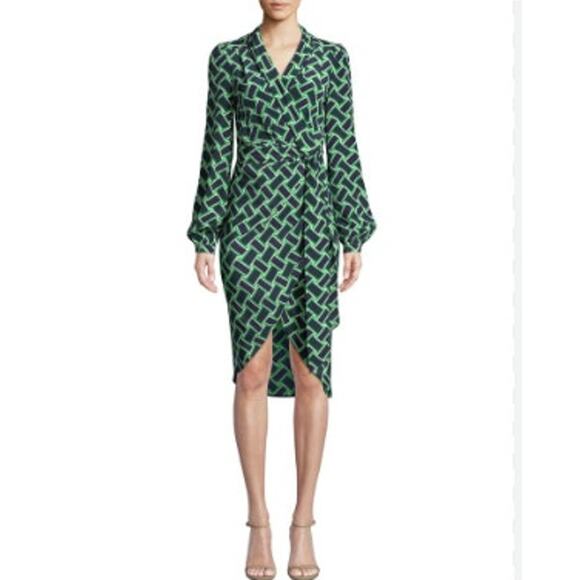 Diane von Furstenberg NWT Carla Vintage Weave Vetiver Wrap Dress Size 6 - Picture 1 of 9